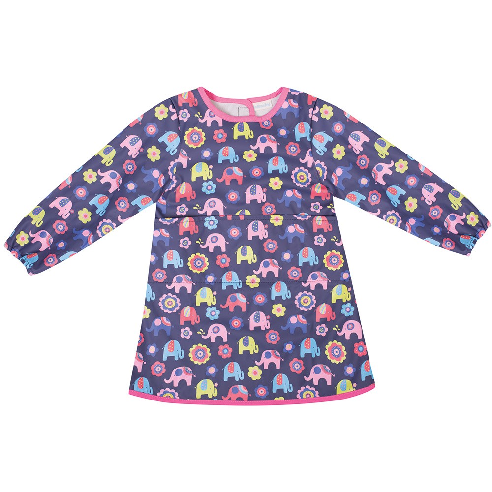 Bata escolar impermeable, estampado pequeños elefantes. 21.95€