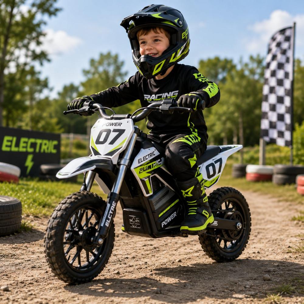Moto eléctrica infantil con ruedines