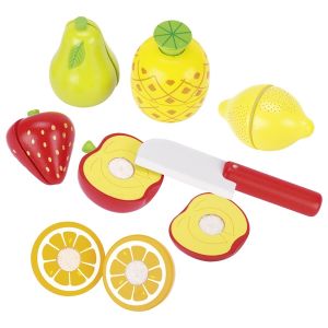 Frutas de madera con velcro y cuchillo, de Goki