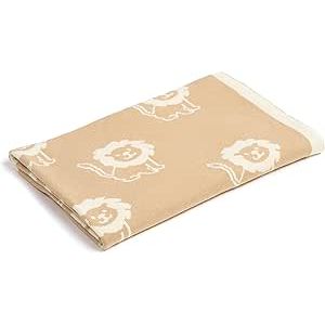 Manta Reversible de Punto con Diseño de León - 100% Algodón Suave