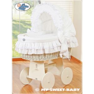 Cuna Moisés de Mimbre con Capota – Modelo Little Angel en Blanco - imagen 2
