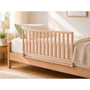 Barrera de cama de madera de haya natural 120 x 60 cm