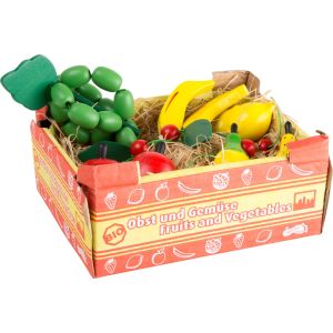 Caja de cartón con Frutas de madera , 11 piezas