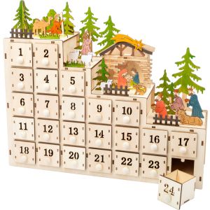 Calendario de Adviento de Madera Pesebre de Navidad