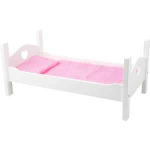 Cama Blanca de Madera para Muñecas - Incluye Ropa