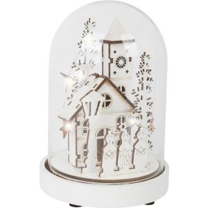 Campana brillante Pueblo de invierno , madera y vidrio