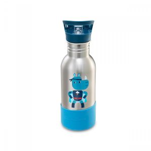 Cantimplora Acero Inoxidable con Tapón y Pajita Súper Marius - 600 ml para el héroe más sediento