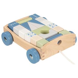 Carrito de arrastre con 20 piezas de construcción Lifestyle Aqua , Goki