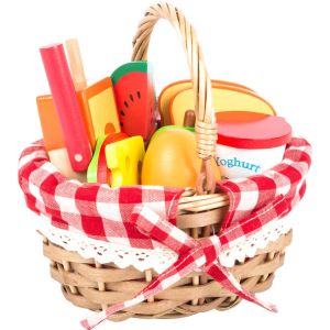 Cesta de pícnic con alimentos cortables , 17 piezas