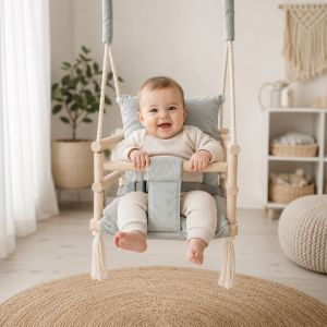 columpio para bebe en color gris