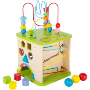 Cubo de madera con Pista de Canicas - 45 cm de altura