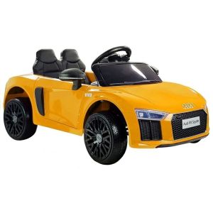 Coche Eléctrico para Niños Audi R8 Spyder Amarillo con Control Remoto y Asiento de Ecopiel