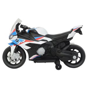 Moto Eléctrica para Niños BMW S1000RR 12V Color Blanco – Motor de 45W, Luces Frontales y Panel de Música