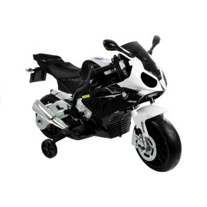 Moto Eléctrica para Niños BMW S1000RR 12V Color Negro – Asiento de Eco-Cuero, Ruedas EVA y Luces LED