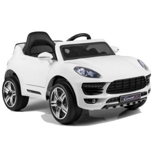 Coche Eléctrico para Niños Coronet S Blanco con Control Remoto, Ruedas EVA y Asiento de Piel