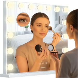 Espejo Cosmético LED Soulima 58x46 cm Estilo Hollywood con Luz Ajustable y Panel Táctil