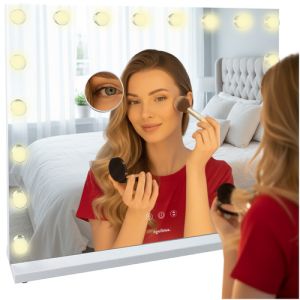 Espejo para Cosméticos LED Soulima 80x62 cm Estilo Hollywood con Luz Ajustable y Panel Táctil