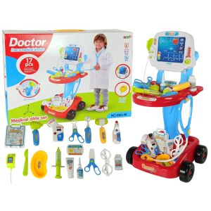 Carrito Médico Infantil LEAN Toys - Set de Doctor con 17 Piezas