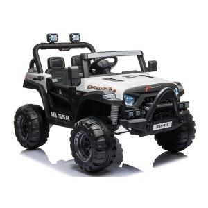 Coche Eléctrico Infantil BBH-016 Blanco con Control Remoto y Asiento de Ecocuero