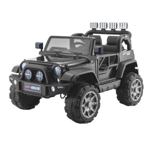Coche Eléctrico Infantil Jeep HP012 Negro con Control Remoto y Asiento de Eco-Cuero