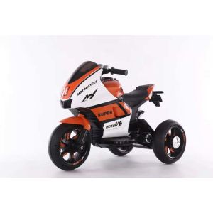 Moto Eléctrica para Niños HT-5188 12V Color  – Doble Motor de 35W, Luces LED y Panel de Música MP3-Naranja
