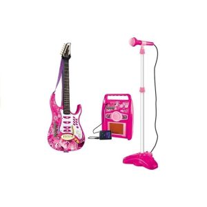 Guitarra Eléctrica Infantil Rosa con Micrófono y Amplificador