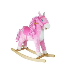 Caballito Balancín Rosado con Rizos, Sonidos y Movimiento de Hocico y Cola – 74 cm