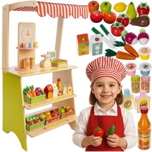 Puesto de Madera Infantil con Accesorios – Kruzzel 