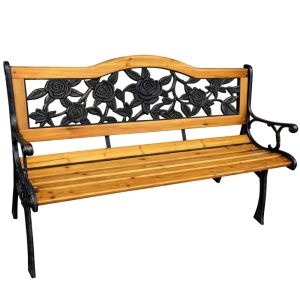 Banco de Jardín de Madera y Metal con Respaldo