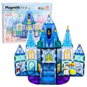 Bloques magnéticos Castillo de Hielo de Lean toys con figuras de princesas.