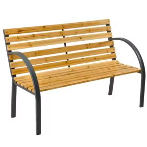 Banco de Jardín de Madera y Metal con Respaldo