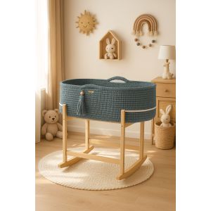 Set de Moisés Crochet con Patas Mecedora – Azul Agua