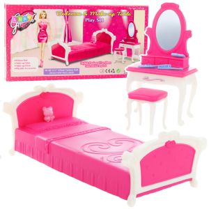 Set de dormitorio para muñecas con mesa de tocador y silla