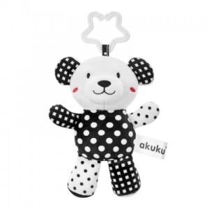 Juguete colgante de peluche Oso Akuku en blanco y negro
