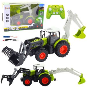 Tractor Agrícola con Cubo y Excavadora Control Remoto 2 en 1
