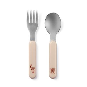Cubiertos Infantiles Babyono de Acero Inoxidable Beige