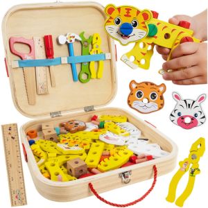 Kruzzel 26581 Caja de Herramientas de Madera para Niños