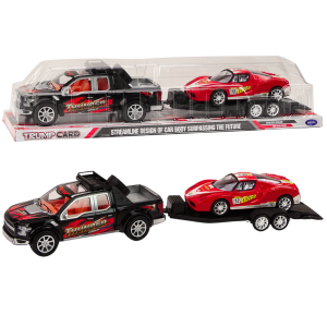Camioneta Pickup con Remolque y Coche Deportivo