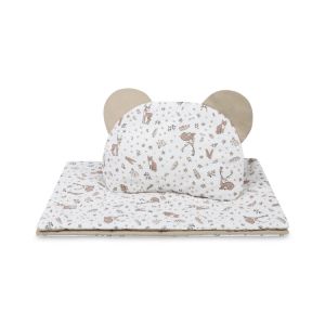 Juego de Paseo Sensillo: Manta y Almohada Algodón Beige