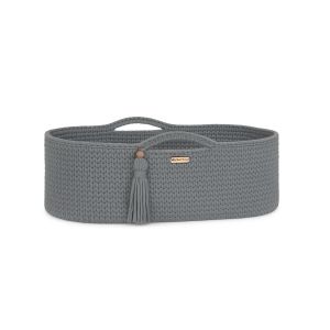 Moses Basket Boho Handmade Cotton With Mattress - Dark Gray