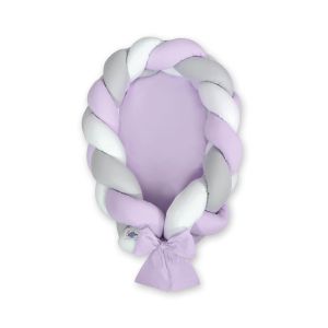 Nido trenzado 2 en 1 My Sweet Baby - Blanco, Lila y Gris