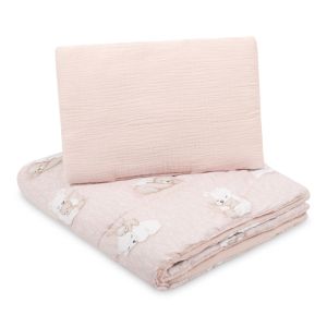 Set de cuna Bear and Rabbit de Sensillo, almohada y manta suaves.