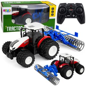 Tractor teledirigido con rodillo y luces rojo 1:24