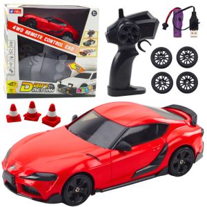 Coche deportivo RC Drift rojo con control remoto para emociones al volante.