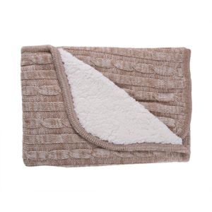 Manta de punto sherpa Kikkaboo Beige melange para bebé