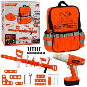 Mochila de herramientas DIY con destornillador a batería y casco de seguridad