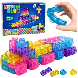 Bloques de construcción flexibles en colores vibrantes y transparentes