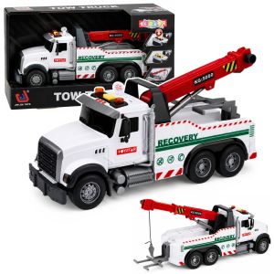 Camión de construcción blanco con grúa ajustable de Lean toys