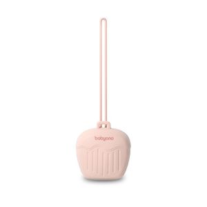 Portachupetes de silicona Babyono en rosa, práctico y seguro