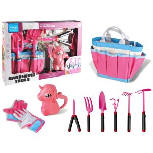 Kit de Jardinería con Bolsa y Herramientas Unicornio Rosa